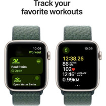 Apple Watch SE (2nd Gen) GPS 40mm Smartwatch with Starlight Aluminium Case with Lake Green Sport Loop One Size, MXEH3