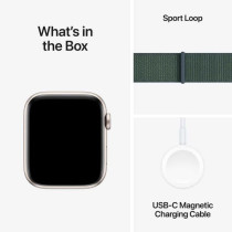 Apple Watch SE (2nd Gen) GPS 40mm Smartwatch with Starlight Aluminium Case with Lake Green Sport Loop One Size, MXEH3