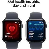 Apple Watch SE (2nd Gen) GPS 44mm Smartwatch with Midnight Aluminium Case with Midnight Sport Band S/M, MXEJ3