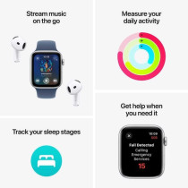 Apple Watch SE (2nd Gen) GPS 44mm Smartwatch with Midnight Aluminium Case with Midnight Sport Band M/L, MXEK3