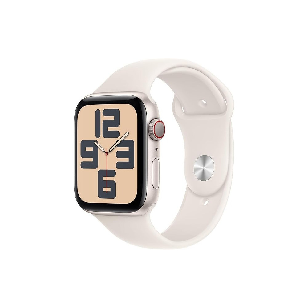 Apple Watch SE (2nd Gen) GPS 44mm Smartwatch with Starlight Aluminium Case with Starlight Sport Band M/L, MXEV3