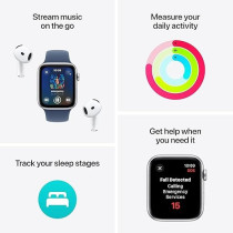 Apple Watch SE (2nd Gen) GPS 44mm Smartwatch with Starlight Aluminium Case with Starlight Sport Band M/L, MXEV3