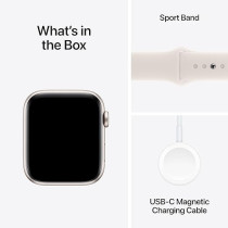 Apple Watch SE (2nd Gen) GPS 44mm Smartwatch with Starlight Aluminium Case with Starlight Sport Band M/L, MXEV3