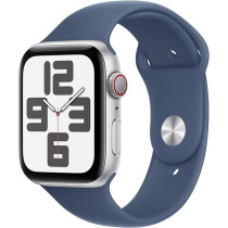 Apple Watch SE (2nd Gen) GPS 44mm Smartwatch with Silver Aluminium Case with Denim Sport Band M/L, MXER3