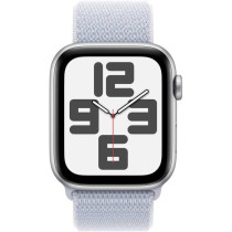 Apple Watch SE (2nd Gen) GPS 44mm Smartwatch with Silver Aluminium Case with Blue Cloud Sport Loop One Size, MXET3