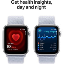 Apple Watch SE (2nd Gen) GPS 44mm Smartwatch with Silver Aluminium Case with Blue Cloud Sport Loop One Size, MXET3