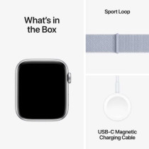 Apple Watch SE (2nd Gen) GPS 44mm Smartwatch with Silver Aluminium Case with Blue Cloud Sport Loop One Size, MXET3