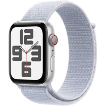 Apple Watch SE (2nd Gen) GPS 44mm Smartwatch with Silver Aluminium Case with Blue Cloud Sport Loop One Size, MXET3