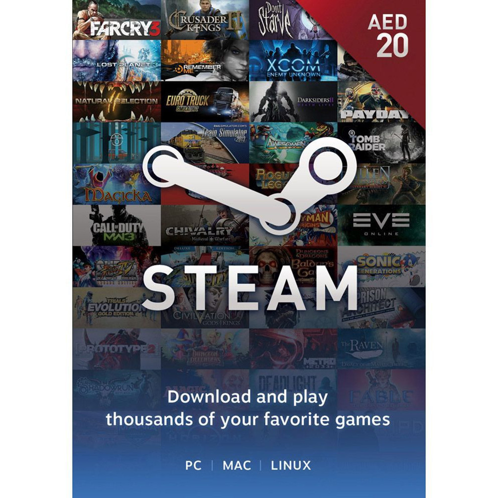 Steam Wallet Card AED20 UAE Region Instant E-mail Delivery