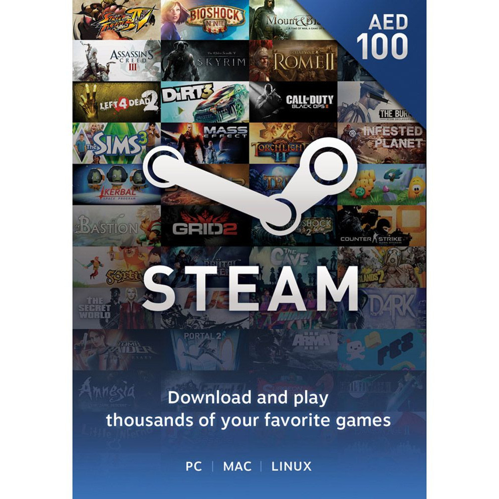 Steam Wallet Card AED100 UAE Region Instant E-mail Delivery