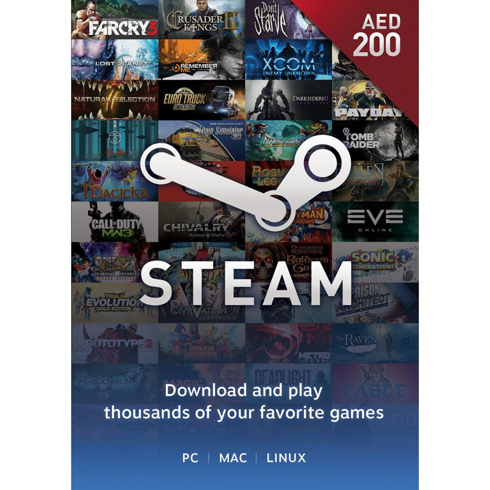 Steam Wallet Card AED200 UAE Region Instant E-mail Delivery