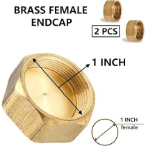 Abbasali 2 Piece Brass Multi-Purpose Hose Fittings with BSP Thread for Plumbing, Gas And Hot Water, Female Endcap, 1 Inch