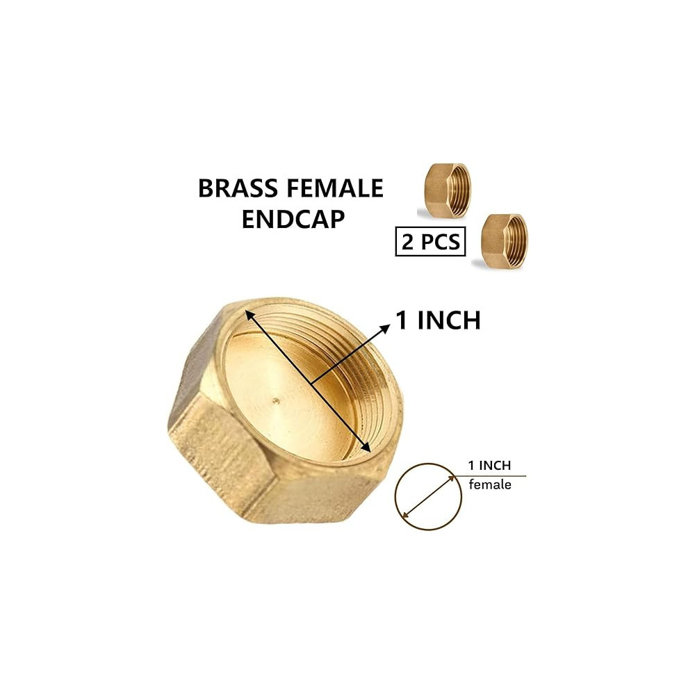 Abbasali 2 Piece Brass Multi-Purpose Hose Fittings with BSP Thread for Plumbing, Gas And Hot Water, Female Endcap, 1 Inch