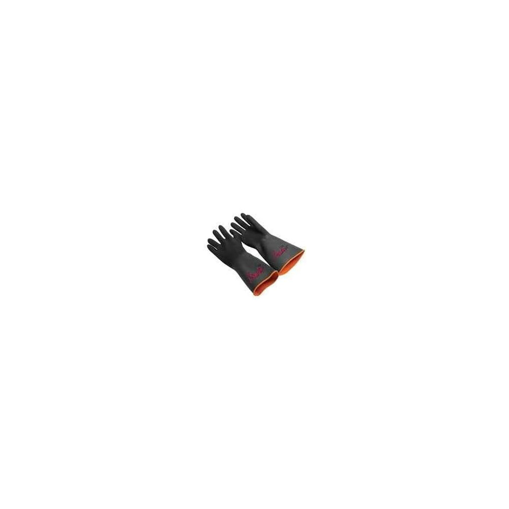 Abbasali Latex Chemical Gloves, Heavy Duty Black Rubber PPE, Resistant to Acid, Alkali And Oil, 2 Pairs
