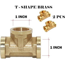 Abbasali 2 Piece Brass Multi-Purpose Hose Fittings with BSP Thread for Plumbing, Gas And Hot Water, Female Tee, 1 Inch
