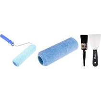 Abbasali Paint Roller Set 9 Inch with Extra Refill, 2 Inch Paint Brush And Putty Knife, Complete Painting Kit for Home And Professional Use