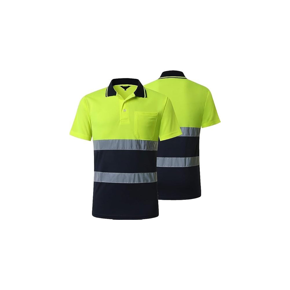 Abbasali High Visibility Polo Shirt for Men, Short Sleeve Safety Reflective Construction Workwear, Style No. KMJ