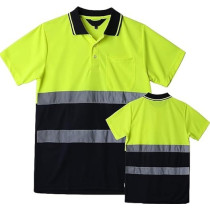 Abbasali High Visibility Polo Shirt for Men, Short Sleeve Safety Reflective Construction Workwear, Style No. KMJ