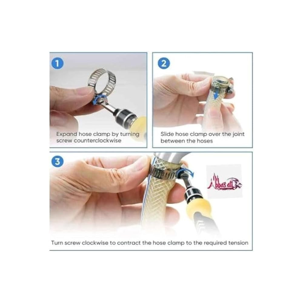 Abbasali 10PCS GI Hose Clips, Adjustable Worm Drive Pipe Clamps for Household And Industrial Hoses, 22-32mm, Includes 1 Free Screwdriver