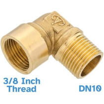 Abbasali 2 Piece Brass Hose Fittings Set with BSP Thread, Multi Purpose Female And Male Elbow Connectors for Plumbing, Gas, and Hot Water Pipes, 3/8 Inch