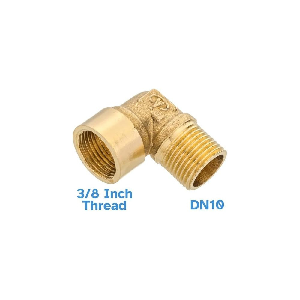 Abbasali 2 Piece Brass Hose Fittings Set with BSP Thread, Multi Purpose Female And Male Elbow Connectors for Plumbing, Gas, and Hot Water Pipes, 3/8 Inch