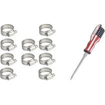 Abbasali 10 Piece GI Hose Clips Set, 25-32mm, Adjustable Worm Drive Pipe Clamps with Free Screwdriver for Securing Hoses and Pipes