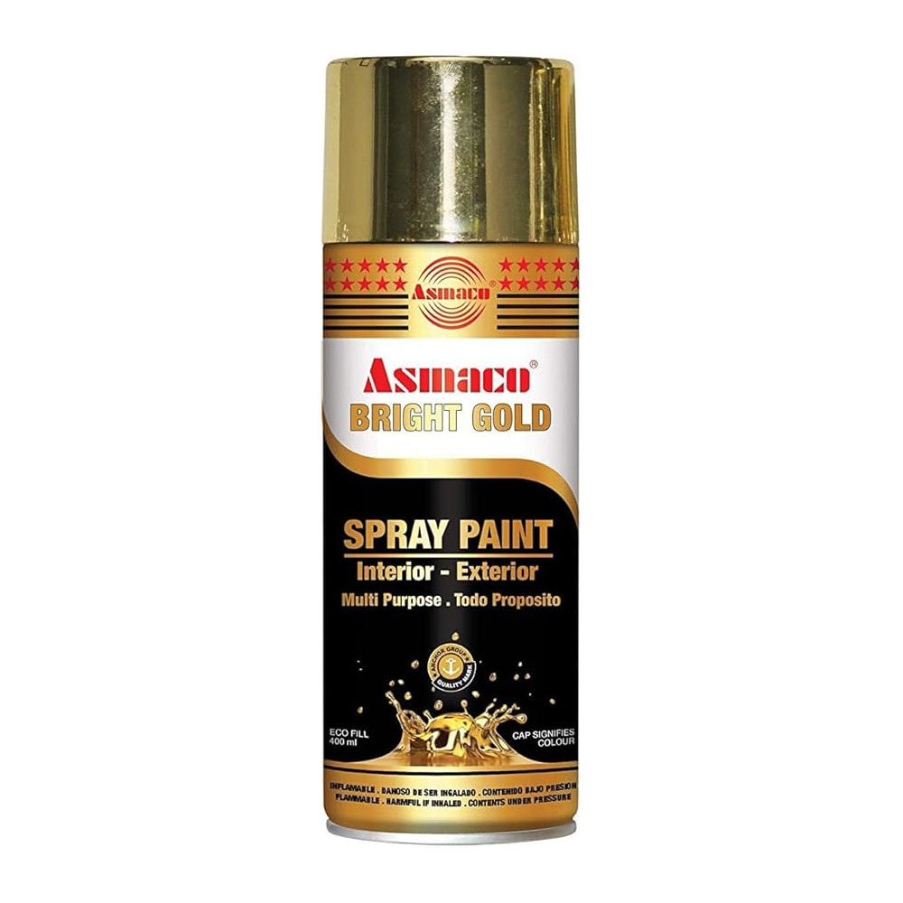 Asmaco Bright Gold Spray Paint, Premium Finish for Indoor and Outdoor Surfaces