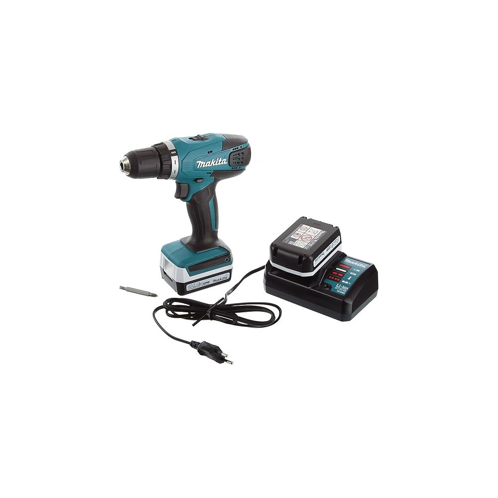 Makita DF347DWE Combi Drill, 14.4V Li-Ion, Compact and Lightweight with 1.3Ah Battery