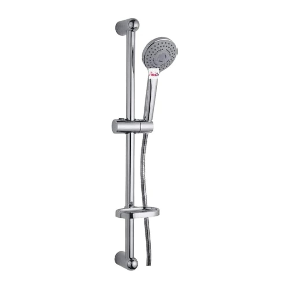 Abbasali Slide Bar Shower Kit with Shower Head, Stainless Steel Slide Bars, Hose, and Soap Dish
