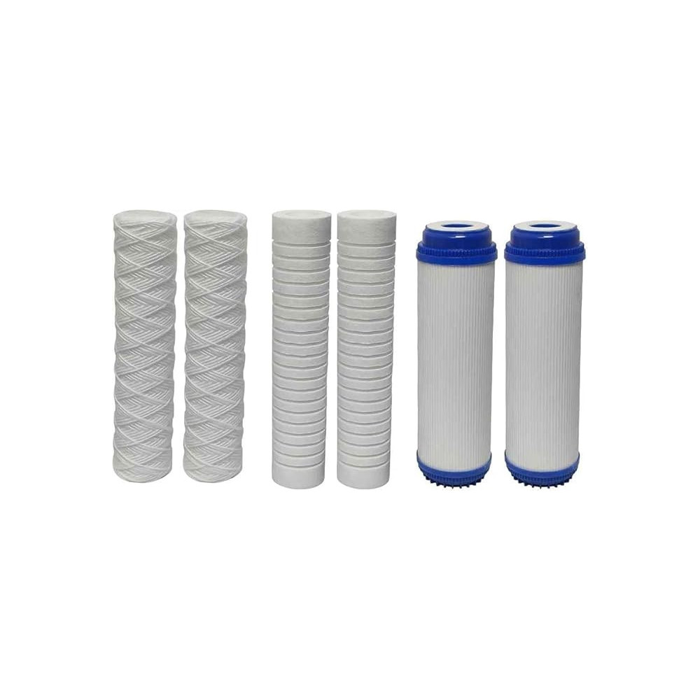 Abbasali 10-Inch Water Filter Replacement Cartridges, 2Pcs, PP, GAC, UDF, RO Membrane And Mineral Filter, Odor Removal for Water Purifiers