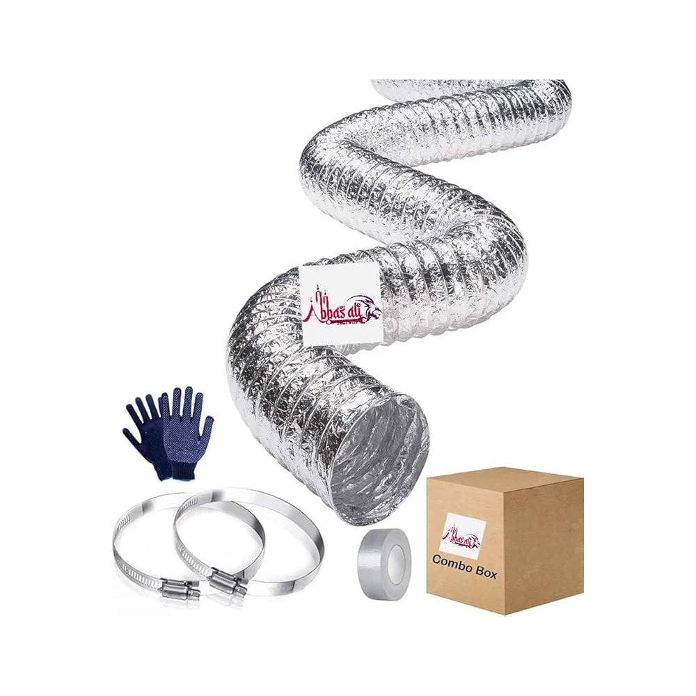 Abbasali Aluminum Flexible Duct Hose for Dryer Vents, 12 Inch with Gloves, Tape, and 2 Clamps