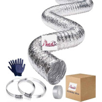 Abbasali Aluminum Flexible Duct Hose for Dryer Vents, 6 Inch with Gloves, Tape, and 2 Clamps