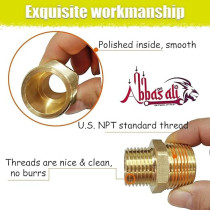 Abbasali Male to Male Solid Brass Hex Type Straight Thread Reducer Pipe Nipple, 5pcs Pack, M1/2 x M1/4