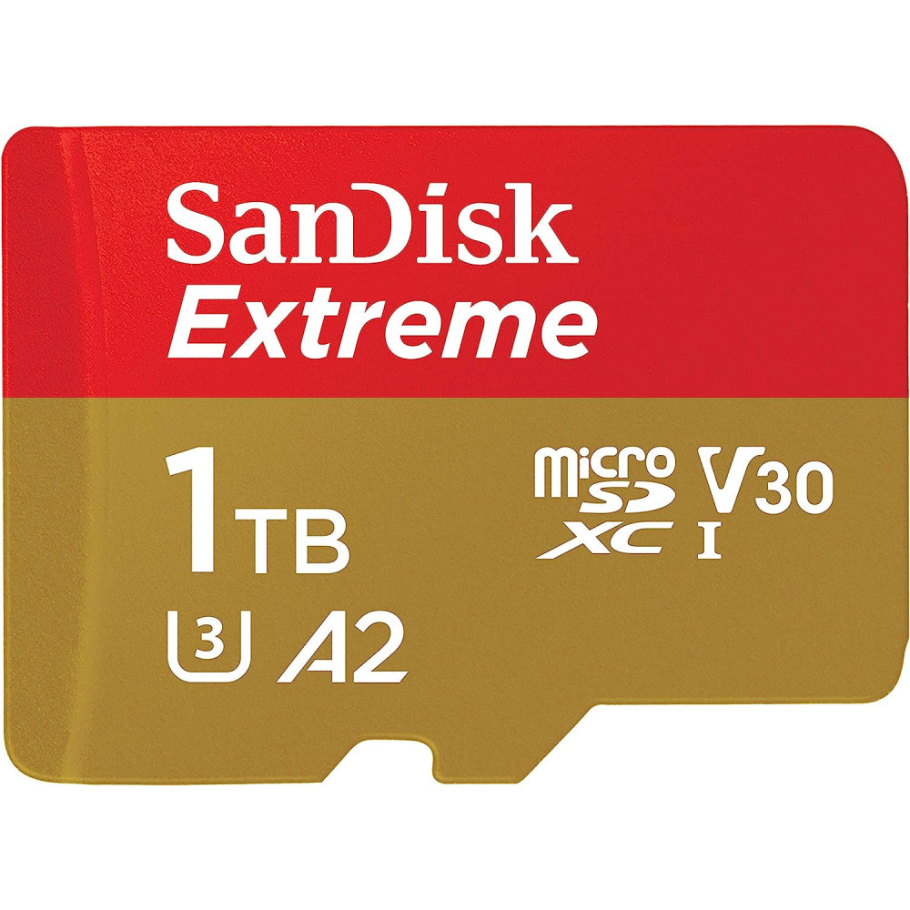 SanDisk 1TB Extreme microSD UHS Card for 4K Video on Smartphones, Action Cams Drones 190MB/s Read, 130MB/s Write SDSQXAV 1T00 GN6MN, Red/Gold