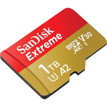 SanDisk 1TB Extreme microSD UHS Card for 4K Video on Smartphones, Action Cams Drones 190MB/s Read, 130MB/s Write SDSQXAV 1T00 GN6MN, Red/Gold