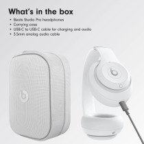 Beats Studio Pro Headphones, Wireless Bluetooth, White MC2P4