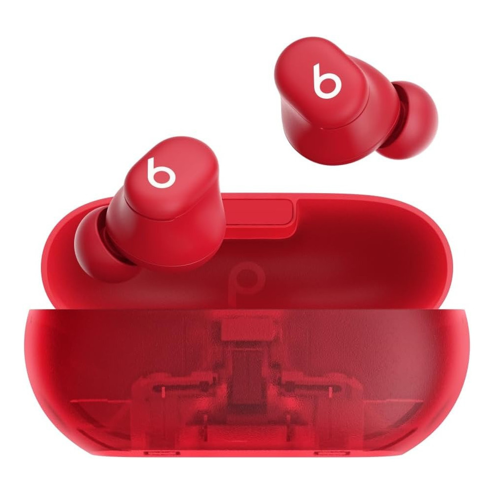 Beats Solo Buds Wireless Bluetooth Earbuds 18 Hours of Battery Life Apple & Android Compatibility Built-in Microphone Transparent Red MUW03