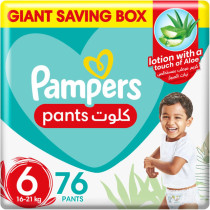 Pampers Baby Dry Pants Size 6, Aloe Vera, 16-21kg, 76 Count, 360 Degree Fit, Leakproof Protection