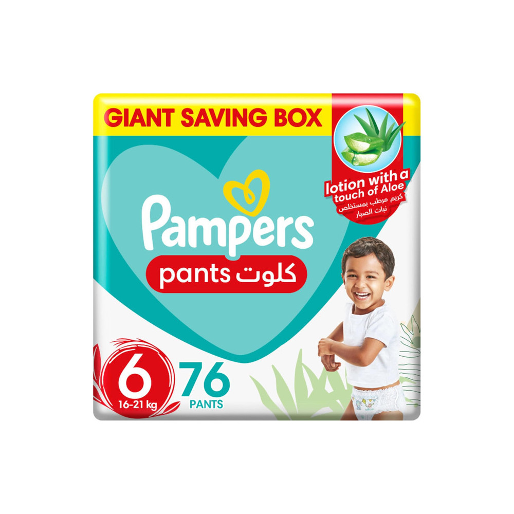 Pampers Baby Dry Pants Size 6, Aloe Vera, 16-21kg, 76 Count, 360 Degree Fit, Leakproof Protection