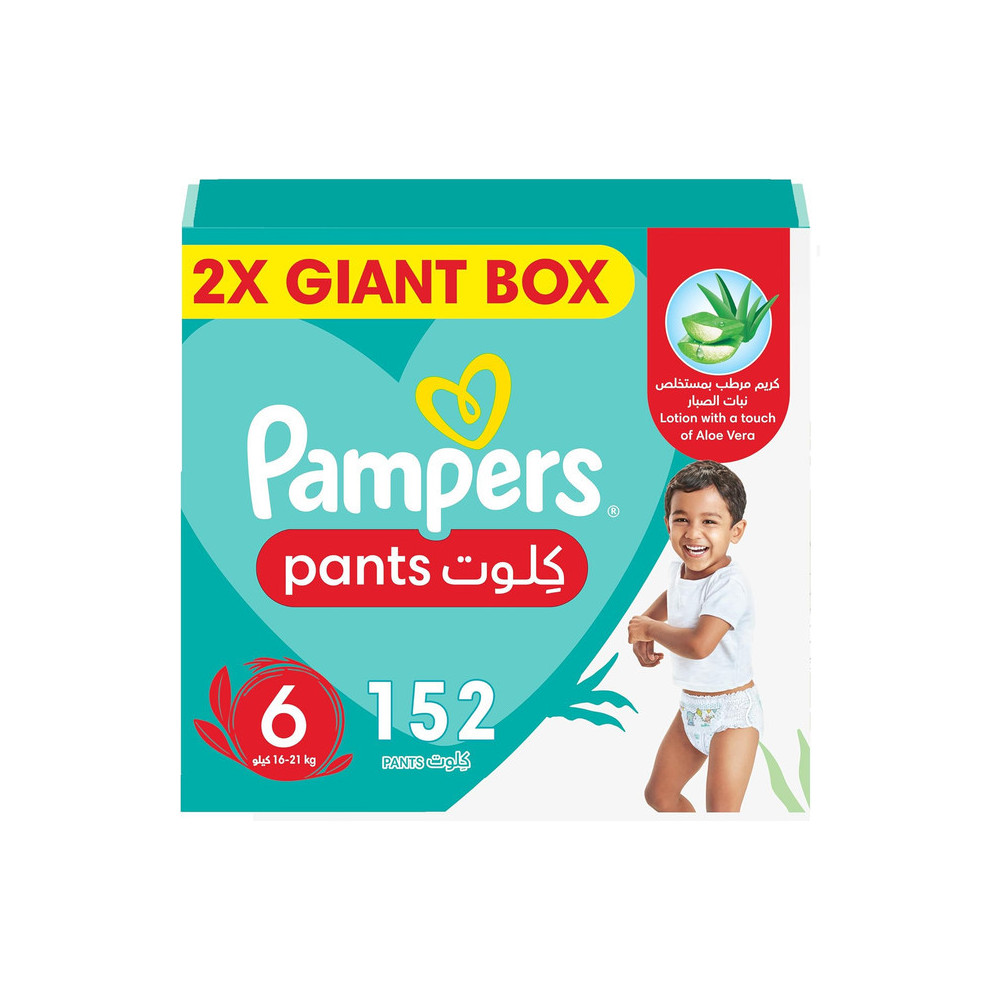 Pampers Baby Dry Pants Size 6, Aloe Vera, 16-21kg, 152 Count, 360 Degree Fit, Leakproof Protection