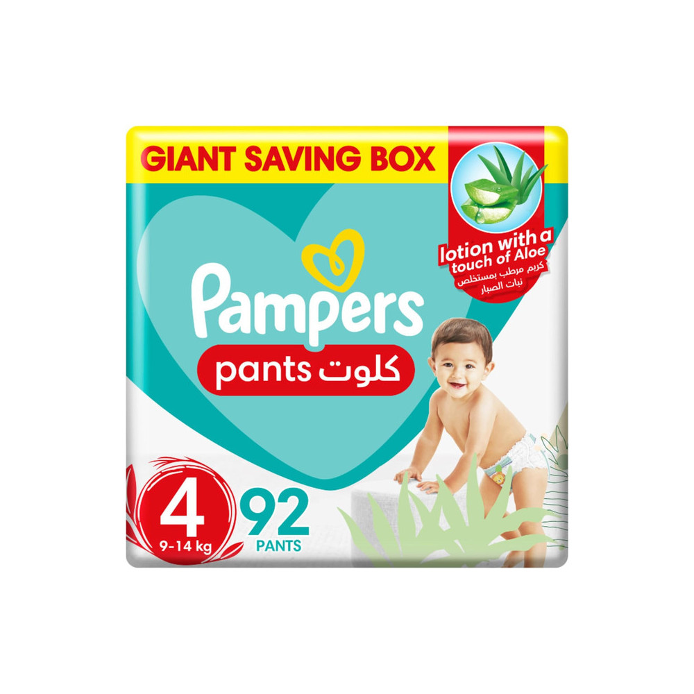 Pampers Baby Dry Pants Size 4, Aloe Vera, 9-14kg, 92 Count, 360 Degree Fit, Leakproof, Mega Box