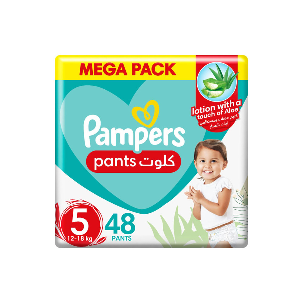 Pampers Baby Dry Pants Size 5, Aloe Vera, 12-18kg, 48 Count, 360 Degree Fit, Leakproof, Mega Pack