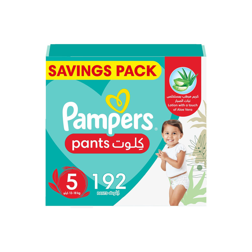 Pampers Baby Dry Pants Size 5, Aloe Vera, 12-18kg, 192 Count, 360 Degree Fit, Leakproof, 4 Mega Packs