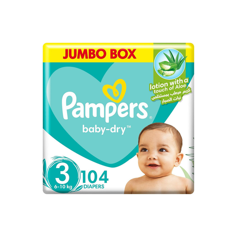 Pampers Baby Dry Size 3, Midi, 6-10kg, Jumbo Box, 104 Diapers