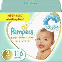 Pampers Premium Care Taped Baby Diapers, Size 3, 116 Count