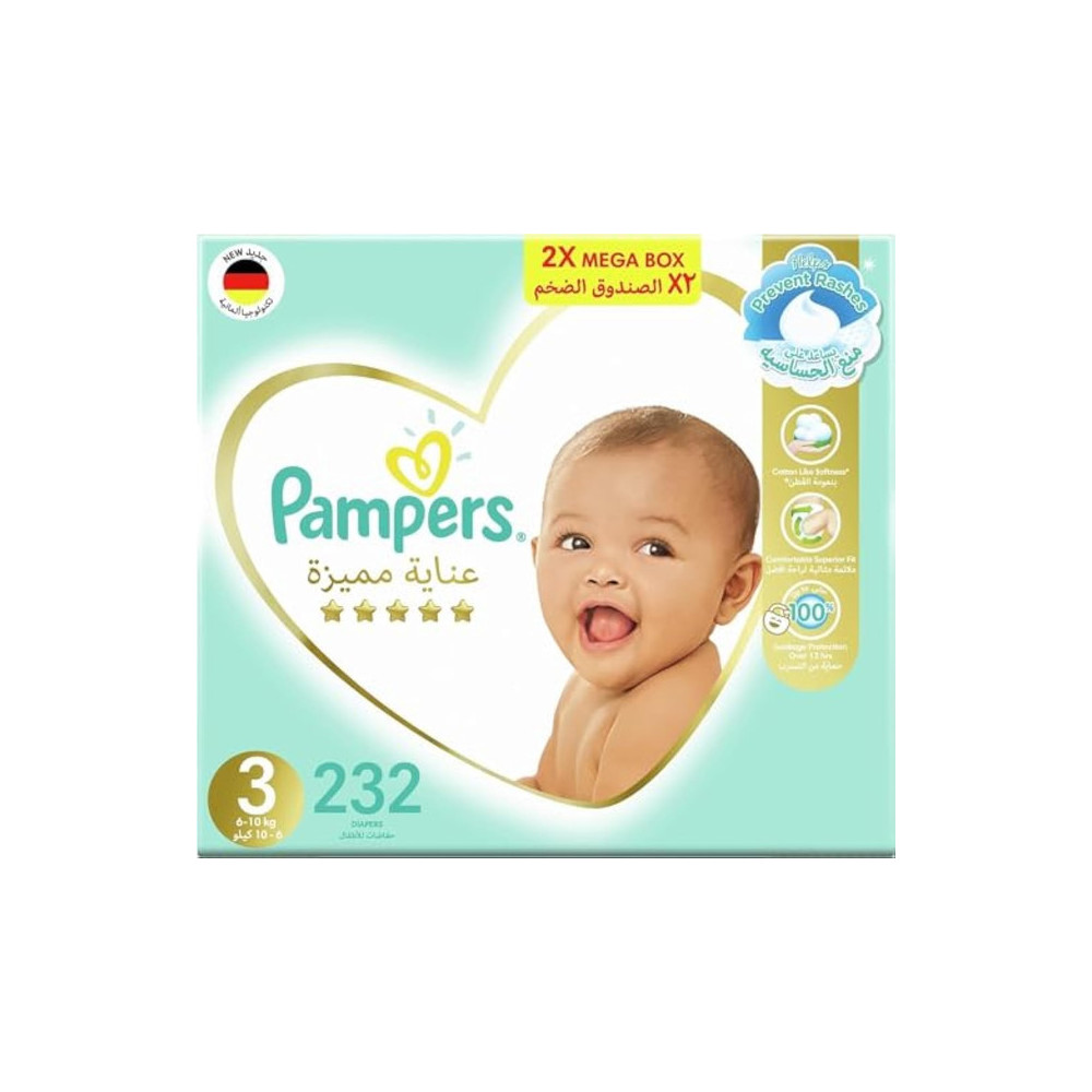 Pampers Premium Care Taped Baby Diapers, Size 3, 232 Count
