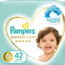Pampers Premium Care Taped Baby Diapers, Size 6, 13+kg, Softest Absorption for Ultimate Skin Protection, 42 Count
