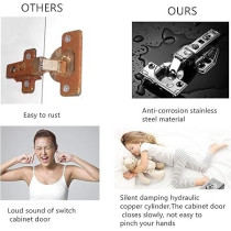 Abbasali Soft Close Cabinet Hinges 110 Degree Full Overlay Cabinets Door Hinges Quiet Hydraulic Buffer Cabinet Hinges Without Clips