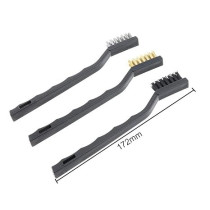 Mafra Nylon Brass Stainless Steel Mini Wire Brush Set, 3 Pieces