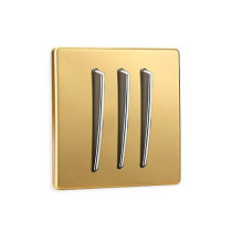 Switches Wall Lamp Switch Socket Panel Personality Fashion Golden 2 Way Single Dual Control 86 Type Push Button Switch, Waterproof Box